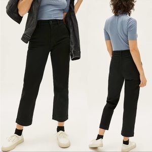 Everlane The Straight Leg Crop High Waisted Jeans Size 8  NWT Women's Black